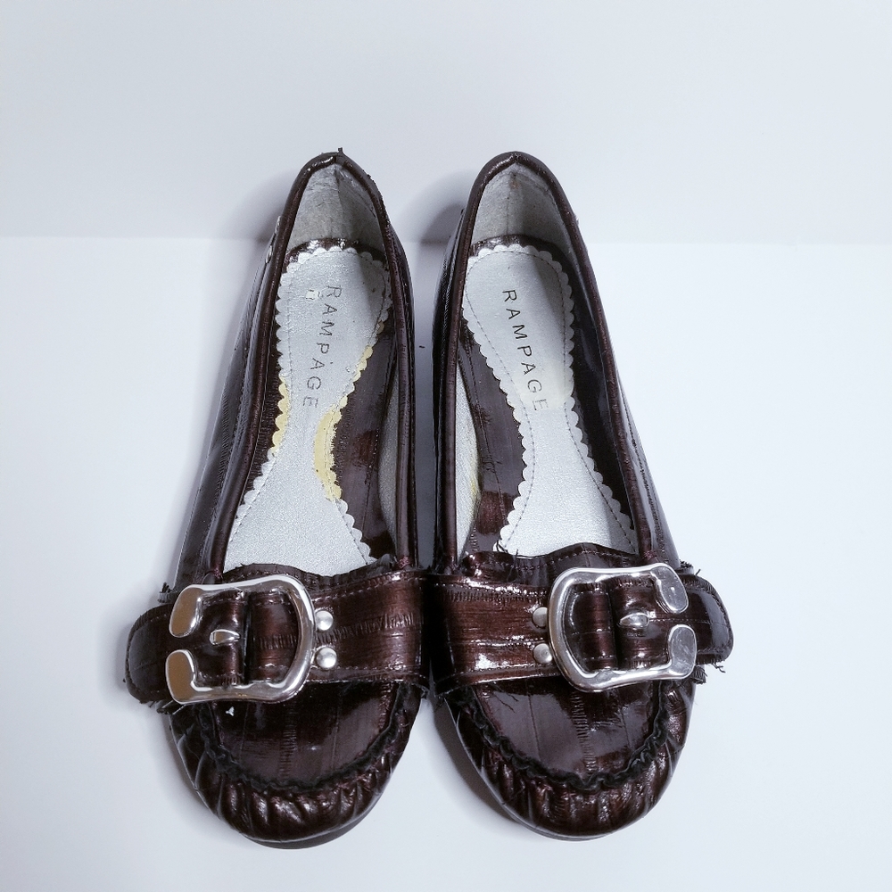 Rampage US 8M Brown Metallic Moccasin Flat Shoes